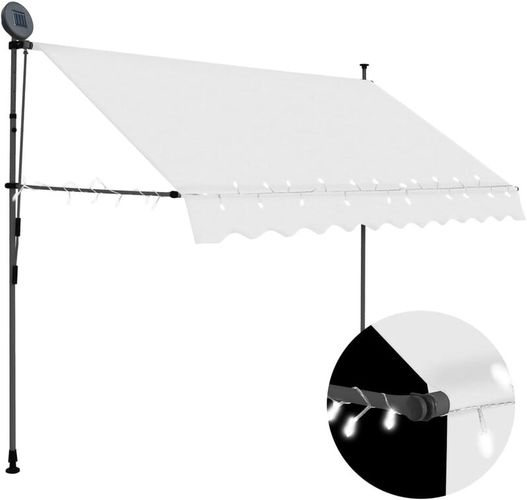 Tenda da Sole Retrattile Manuale con LED 300 cm Crema - crema - Vidaxl