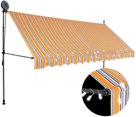 Tenda da Sole Retrattile Manuale con LED in Tessuto Giallo e Blu varie dimensioni dimensioni : 350 cm