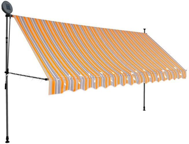Tenda da Sole Retrattile Manuale con LED in Tessuto Giallo e Blu varie dimensioni dimensioni : 400 cm