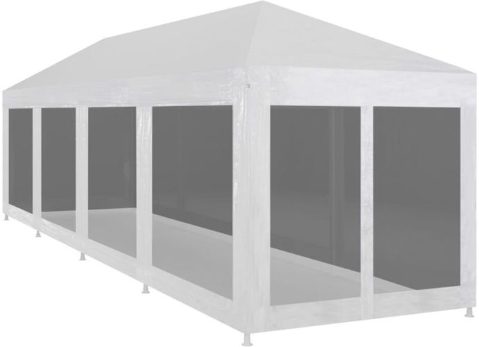 Tenda per Feste con 10 Pareti in Rete 12x3 m Bianco