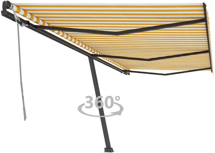 Tenda Retrattile Manuale Autoportante 600x350 cm Gialla Bianca