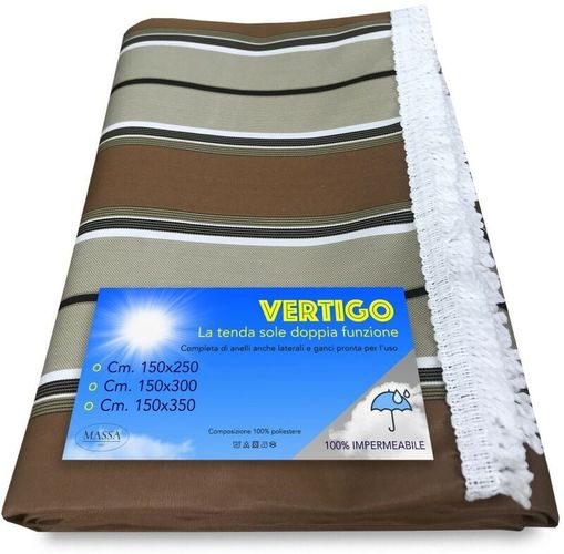 TENDA SOLE VERTIGO da esterno GIARDINO balcone RIGHINO MARRONE impermeabile e idrorepellente Cm. 150 x 300