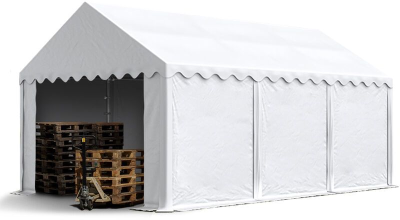 Tendone Deposito 4x6m pvc ca. 500g/m² bianco Gazebo Magazzino Tenda Capannone - bianco