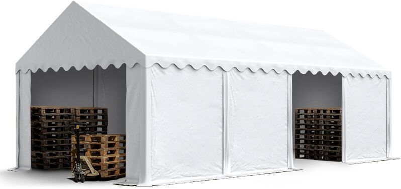 toolport Tendone deposito 4x8 m pvc 700 n bianco impermeabile tenda capannone tenda di stoccaggio - bianco