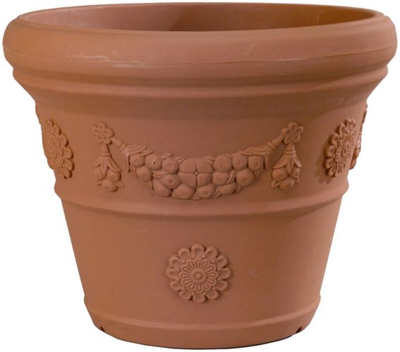 Vaso Festonato Ø50 cm in Resina di Polietilene Terra Cotta