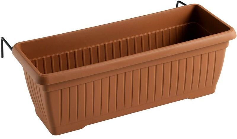 Vaso 50x20x17,3 cm in Polipropilene con Supporto Kit Cassetta Coste 50 Terracotta