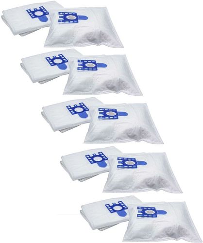 50x sacchetto compatibile con Miele Soft Silver, Solution Hepa 5000 aspirapolvere - in microfibra, Typ g/h/n, 30cm x 22cm, bianco / blu - Vhbw