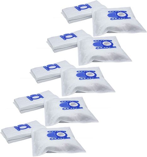 50x sacchetto compatibile con Privileg 337.651, 350.294, 381.291, 414.004 aspirapolvere - in microfibra, 27cm x 20cm, bianco / blu