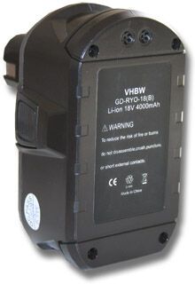 Batteria compatibile con Ryobi CCG-1801M, CCG-180L, CCS-1801/DM, CCS-1801/LM attrezzi da lavoro (4000mAh, 18V, Li-Ion) - Vhbw