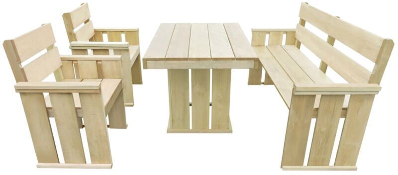 Set da Pranzo da Giardino 4 pz in Legno di Pino Impregnato vidaXL - Marrone