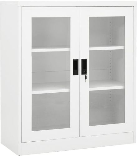 Armadio per Ufficio in Acciaio Bianco 90x40x105 cm Bianco