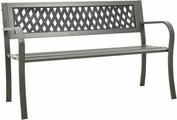 Panchina da Giardino 125 cm in Acciaio Grigia - Grigio - Vidaxl