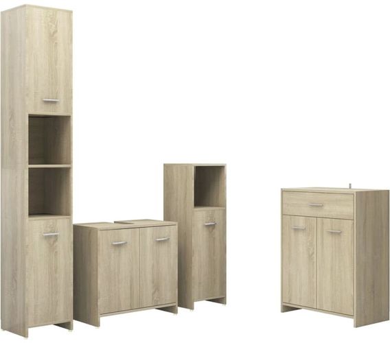 Set Mobili da Bagno 4 pz Rovere Sonoma Marrone - Vidaxl