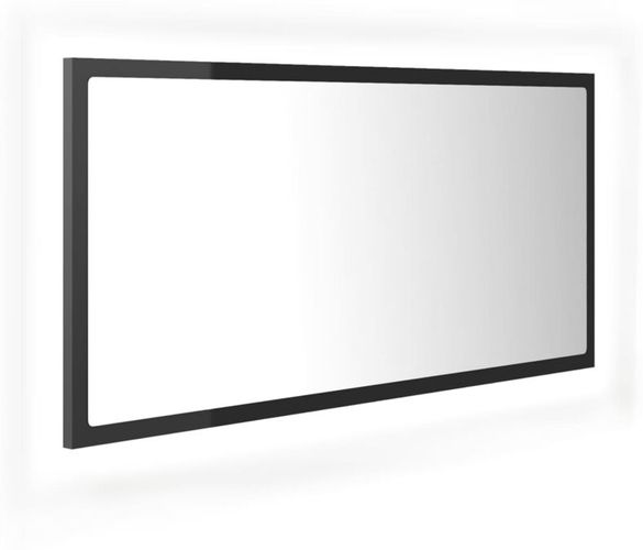 Specchio da Bagno LED Grigio Lucido 90x8,5x37 cm in Truciolato - Grigio - Vidaxl