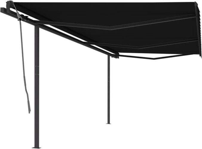 Tenda da Sole Retrattile Manuale con Pali 6x3 m Antracite - Antracite - Vidaxl