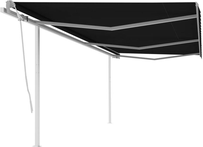 Tenda da Sole Retrattile Manuale con Pali 6x3,5 m Antracite - Antracite - Vidaxl