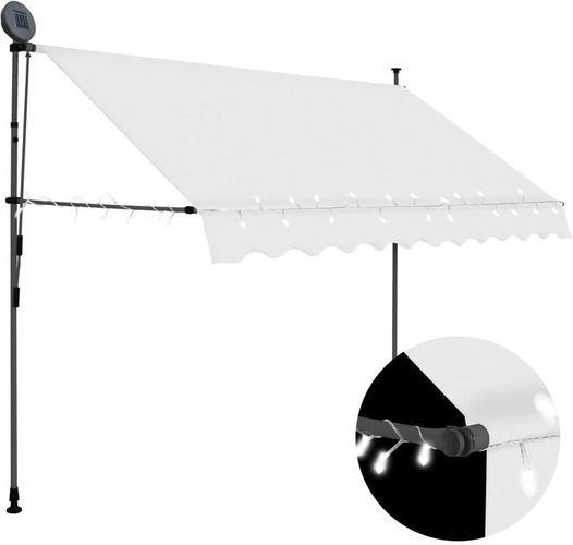 Tenda da Sole Retrattile Manuale con LED 250 cm Crema - crema - Youthup