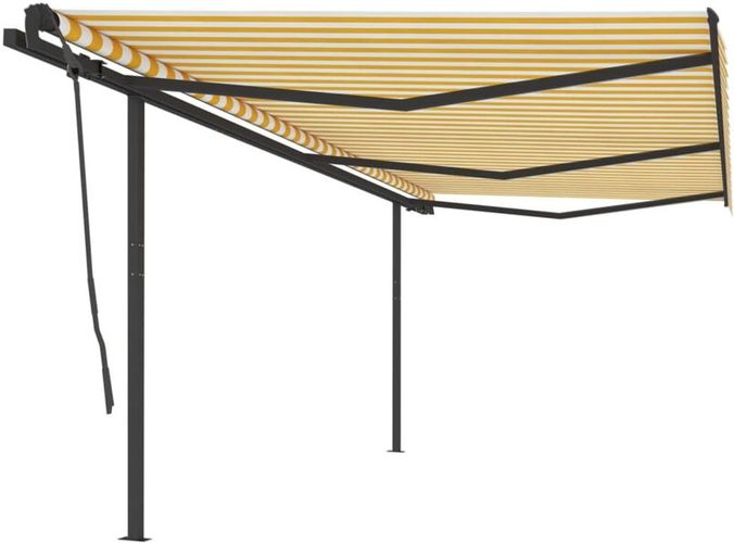 Tenda da Sole Retrattile Manuale con Pali 6x3,5 m Gialla Bianca - Youthup