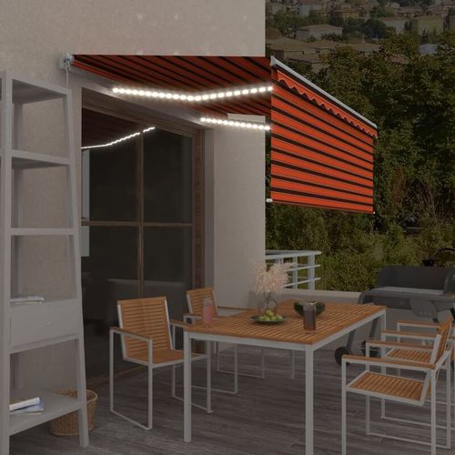 Tenda Retrattile Manuale Parasole LED 3,5x2,5 m Arancio Marrone - Arancione - Youthup