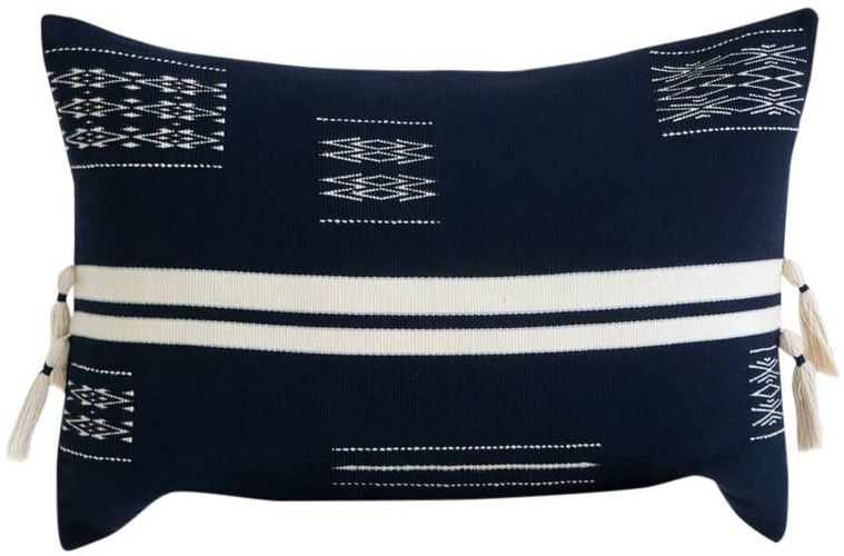 Nagaland Bolster Cushion in Midnight and Ivory