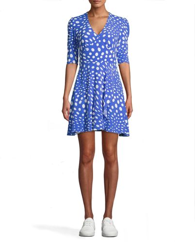 Nicole Miller Pebble Crepe V-Neck Mini Faux Wrap Dress In Watercolor Floral | Polyester/Viscose/Rayon | Size Extra Large