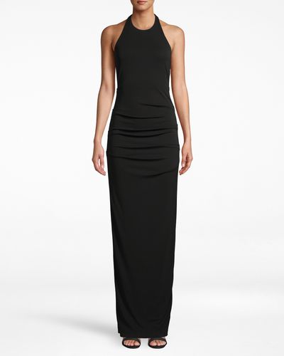 Nicole Miller Stretchy Matte Jersey Adel Gown In Black | Polyester/Spandex/Acetate | Size 14