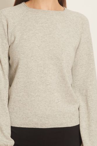 Raglan Peasant Sleeve Sweater in Light Grey