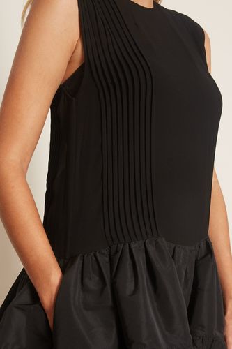 Tiered Silk Mini Dress in Black