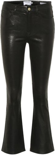 Le Crop Flare Leather Pant in Black size 24