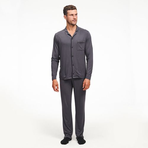 Pajama Button Up Shirt Set in Granite