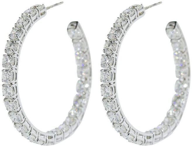 Medium Round Diamond Hoop Earrings