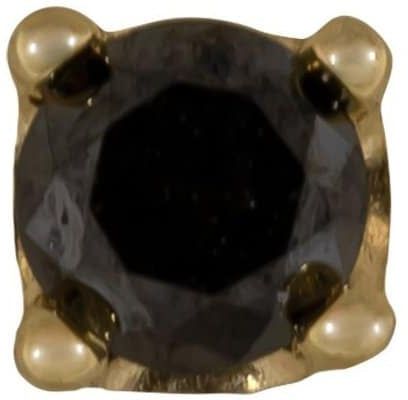 2MM Yellow Gold Black Diamond Stud