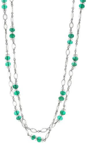Rose Cut Diamond and Emerald Bead Necklace