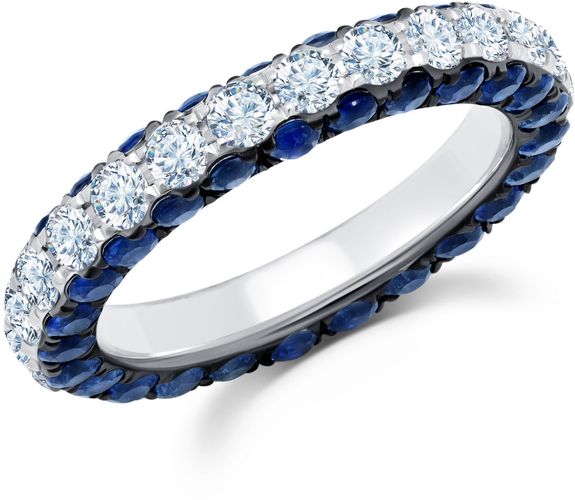 Sapphire and Diamond 3 Sided Band Ring