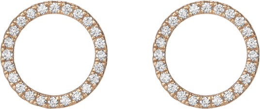 Diamond Circle Earrings - White - 18K - One Size