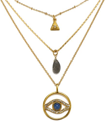 Evil Eye Short 3-strand Talisman Necklace