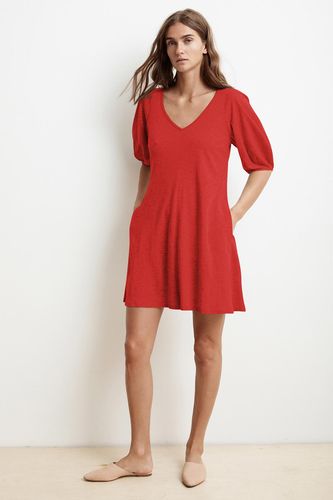 Ileana Cotton Slub Puff Sleeve Dress (M), Velvet by Graham & Spencer