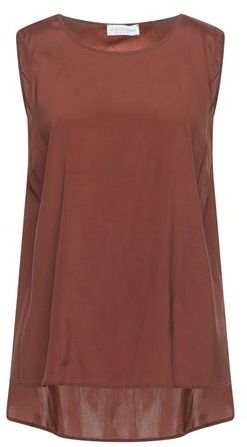 Donna Top Marrone L 93% Seta 7% Elastan