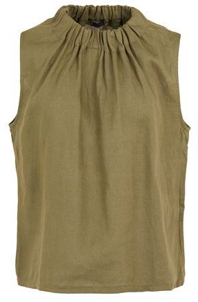 Donna Top Verde militare 38 100% Lino