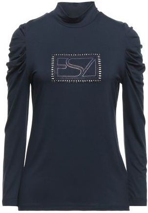 Donna T-shirt Blu scuro M 95% Viscosa 5% Elastan