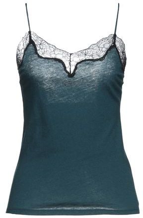 Donna Top Verde petrolio 2 85% Cotone 15% Cachemire Poliammide