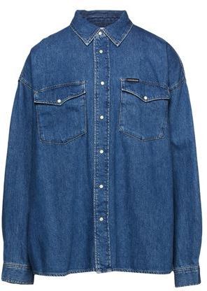 Uomo Camicia jeans Blu L 100% Cotone