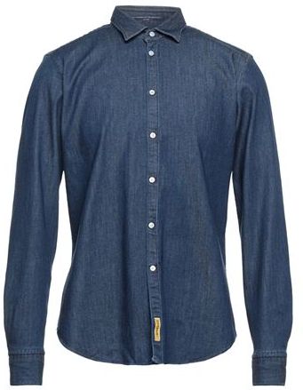 Uomo Camicia jeans Blu M 99% Cotone 1% Elastan