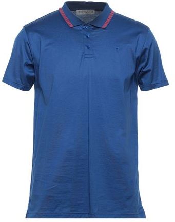 Uomo Polo Blu S 100% Cotone