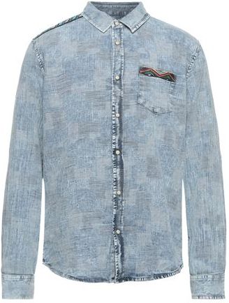 Uomo Camicia jeans Blu S 100% Cotone