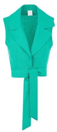 Donna Top Verde 44 100% Lino