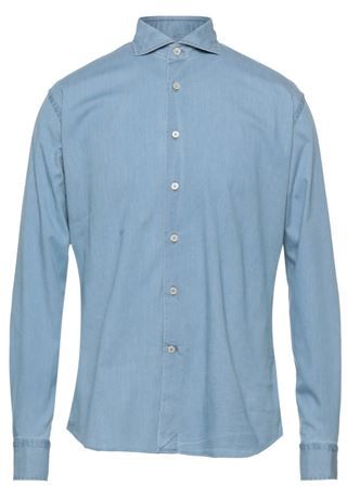 Uomo Camicia jeans Blu 37 98% Cotone 2% Elastan