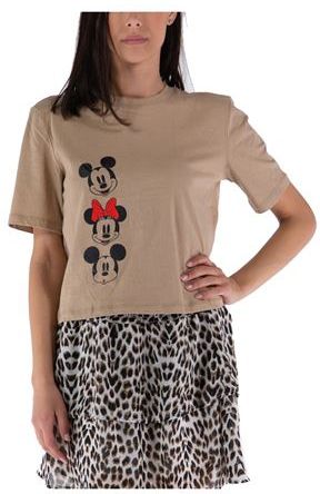 Donna T-shirt Beige S Cotone