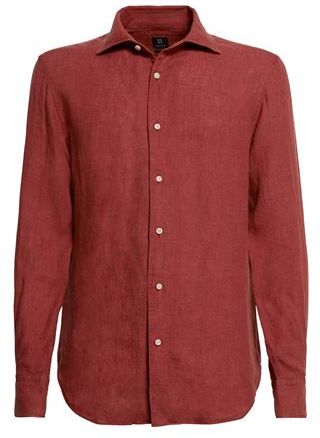Uomo Camicia Rosso XS 100% Lino
