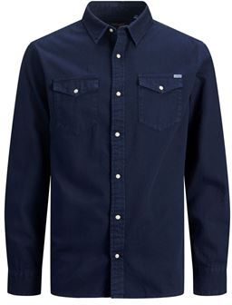 Uomo Camicia Blu S Cotone